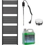CERANO Koupelnový elektrický radiátorový set Vincenzo - 900W - černá matná - 1700x600 mm