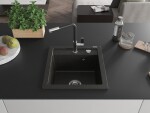 MEXEN/S - Vito granitový dřez 1-miska včetně baterie Flora, černá/zlatá metalik 6503-75-670401-07