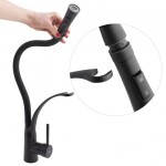 Erga Zefir, vysoká dřezová baterie s elastickým ramenem h-430, černá matná, ERG-YKA-BZ.ZEFIR-BLK