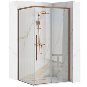 REA/S - Sprchový kout SOLAR - Copper Brush 90x90 Se sprchovou vaničkou Savoy black KPL-96015