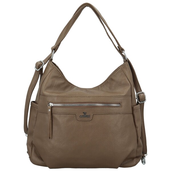 Stylový dámský koženkový kabelko-batoh Coveri Gael, tmavě béžový