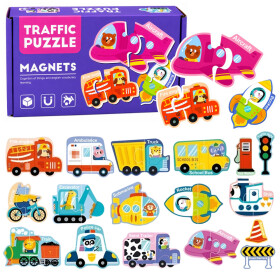 Mamido Magnetické puzzle dopravní prostředky 30 dílků