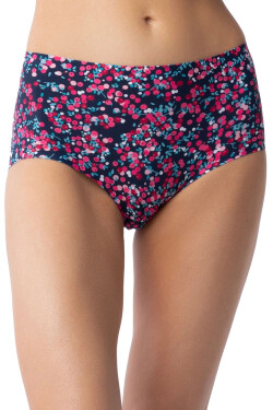 Dámské kalhotky Cranberries simple maxi tm. modré s růž. vzorem - JULIMEX XL