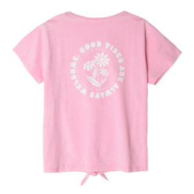 Tričko krátký rukáv s vázáním a potiskem- růžové - 170 PINK