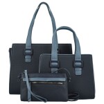 Módní dámský koženkový set kabelek Shanya, tmavě modrý
