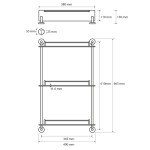 SAPHO - X-ROUND E skleněná polička trojitá s hrazdou 380x675x130, chrom XR608