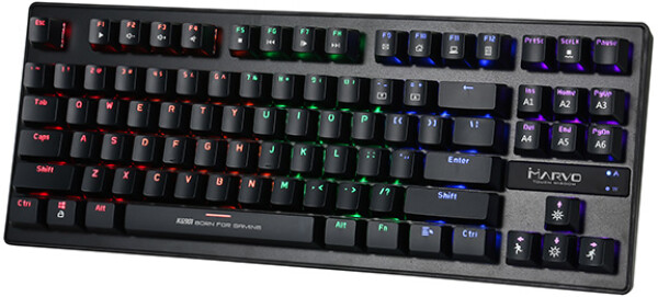 Marvo KG901 (US) černá / mechanická klávesnice / USB / RGB / US layout / Jixian Blue / 87 kláves / 1.6m (KG901 US)