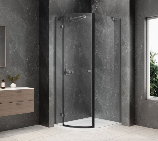 POLYSAN - GLOBE GUN METAL čtvrtkruhový sprchový kout 800x900, čiré sklo, levé GB2890LGM