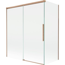 MEXEN/S - Rox vanová zástěna 2-křídlová posuvná 140 + 70 x 150, transparent, měď kartáčovaná 8C9-140-070-65-00