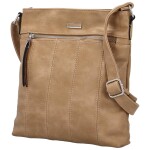 Stylová koženková crossbody kabelka Gelicia, tmavě béžová