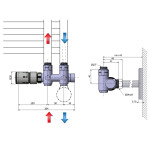 SAPHO - TWIN COMBI připojovací sada ventilů termostatická pro střed.připojení, levá, nerez mat CP5512S