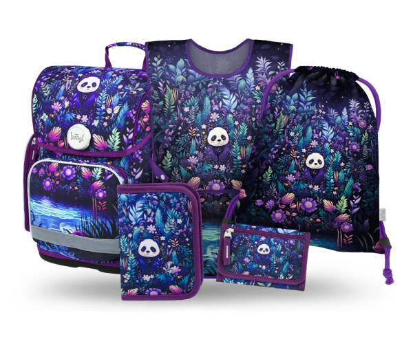 5 SET Ergo Jungle Panda: aktovka, penál, sáček, zástěra, peněženka
