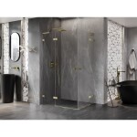 MEXEN/S - Lunar L Duo sprchový kout dveře křídlové 95 x 85, transparent, zlato kartáčovaná 834L-095L-085P-55-00