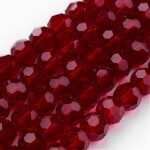 Broušené korálky - průsvitné - tmavě červené - 4 mm - 10 ks