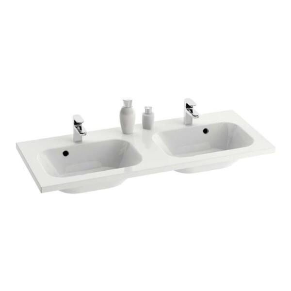 RAVAK - Chrome Dvojumyvadlo 120x49 cm, se 2 otvory pro baterie, bílá XJG01112000