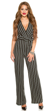 Sexy party jumpsuit with fabric belt barva white velikost