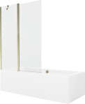 MEXEN/S - Cube obdélníková vana 180 x 80 cm s panelem + vanová zástěna 120 cm, transparent, zlatá 550518080X9412115000