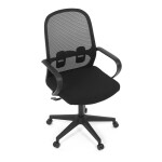 Židle kancelářská, černý MESH a černá látka, plastový kříž, houpací mechanismus.