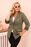 Dámská viskózová blazer Plus Size s dlouhým rukávem a límcem khaki UNI