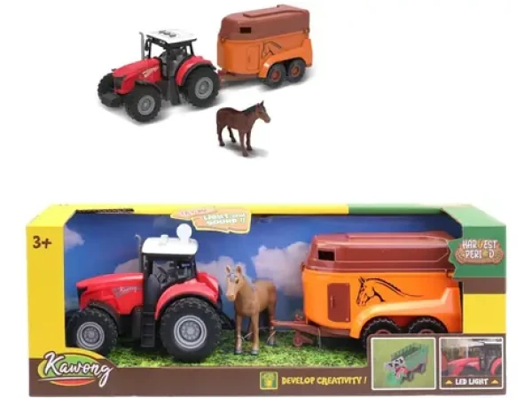 MADE Traktor s přívěsem pro přepravu koní