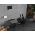 MEXEN/S - Lena Závěsná WC mísa Rimless Tornado včetně sedátka s slow slim, duroplast, černá mat 30220185T