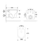 Mereo WC set - Smart flush rimless WC oblé, modul pro sádrokarton, bílé hranaté tlačítko MM02NSETRT520