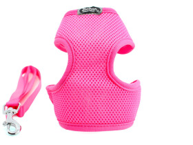 Fuksa postroj pro psa s vodítkem Barva: Tmavě růžová, Obvod hrudníku: 26 - 50 cm