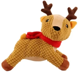 HUHUBAMBOO Hračka pro psy Vánoční sob s červenou šálou / 24 cm (357025)