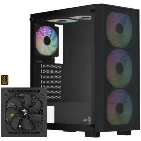 Aerocool B509A Flow černá / PC skříň / Midi Tower / ATX / Mesh / Tvrzené sklo / Se zdrojem 650W (ACCX-BD02002.11)