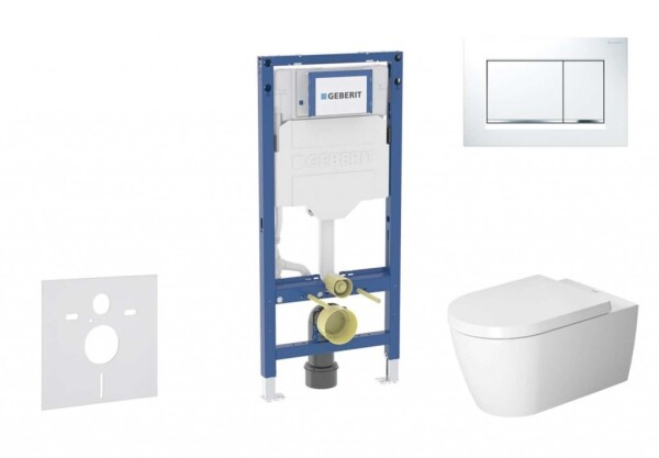 GEBERIT - Duofix Set předstěnové instalace, klozetu ME by Starck a sedátka softclose, tlačítko Sigma30, bílá/lesklý chrom SANI11CP3112