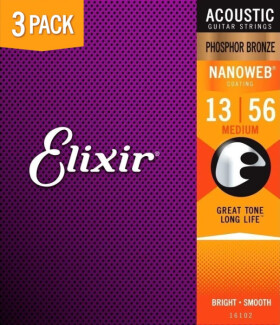 Elixir Nanoweb Phosphor Bronze Medium 3-Pack