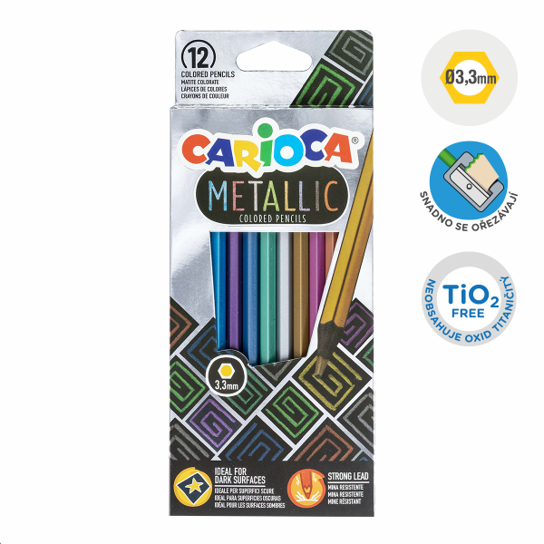 Carioca pastelky šestihranné Metallic - 12 ks