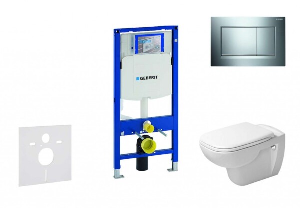 GEBERIT - Duofix Modul pro závěsné WC s tlačítkem Sigma30, lesklý chrom/chrom mat + Duravit D-Code - WC a sedátko, Rimless, SoftClose 111.300.00.5 NH6