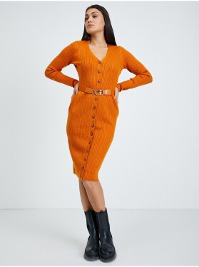 Oranžové pouzdrové svetrové šaty Guess Lena Dámské