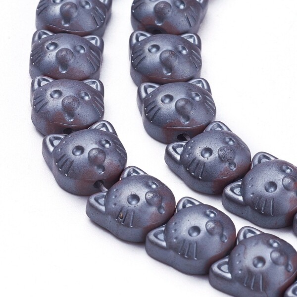 Kočička ze syntetického hematitu - 8 x 8 mm - ocelově šeda - matná - 1 ks