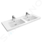 VILLEROY & BOCH - Subway 2.0 Dvojumyvadlo nábytkové 1300x470 mm, s přepadem a otvory pro baterie, Ceramicplus, bílá 7175D0R1