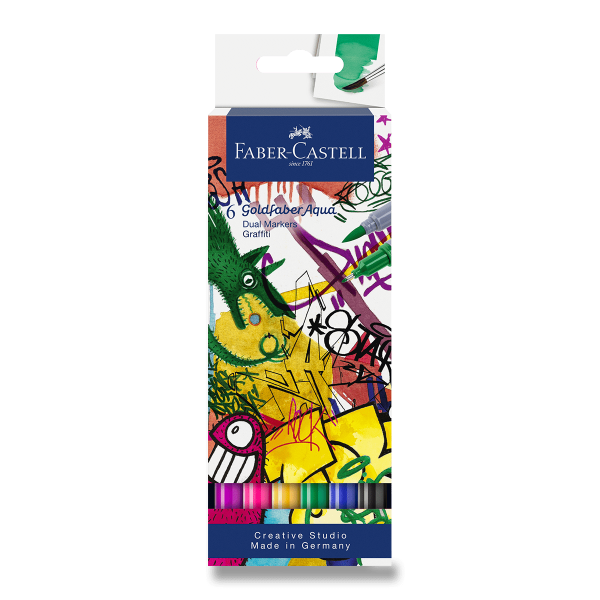 Popisovače Faber-Castell Goldfaber Aqua Dual Marker Graffiti - sada 6 barev