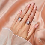 Royal Fashion prsten 14k zlato Vermeil GU-DR8927R-ROSEGOLD-MOONSTONE-ZIRCON Velikost: 5 (EU: 49-50)