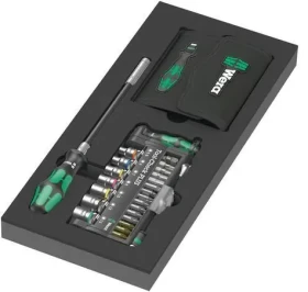 Wera Tool-Check PLUS / Sada bitů s ráčnou / Kraftform Compact 60 / 57 dílů / 1/4" / černo-zelená (05150150001)