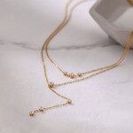 Dámský dvojitý náhrdelník z chirurgické oceli Claire, Zlatá 38 cm + 5 cm (prodloužení)