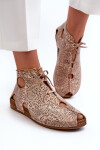 Vzorované kožené boty Maciejka 03426-02 Béžové 40