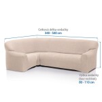 Super strečové potahy RUBINIA smetanová rohová sedačka (š. 340 - 540 cm)