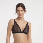 Dámská krajková podprsenka bez kostic DIM ROMANCE TRIANGLE WIREFREE BRA - DIM - černá S