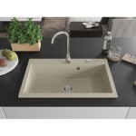MEXEN - Elix granitový dřez 1-miska 800 x 500 mm, béžový, sifon chrom 6527801005-69