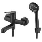 Kuchinox - ATEZ nástěnná vanová baterie s příslušenstvím, černá BTK_711D