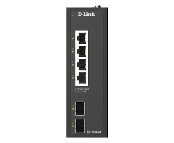 D-Link DIS-100G-06 / Switch / 4x 10/100/1000 / 2x SFP Gigabit / průmyslový / unmanaged / DIN lišta (DIS-100G-06)