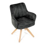 Židle jídelní, otočný mechanismus 360°, taštičkové pružiny v sedáku, tmavě zelená látka, noha masiv dub