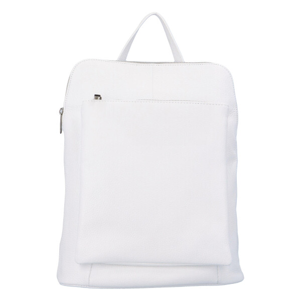 Prostorný dámský kožený batoh Jean, bílý