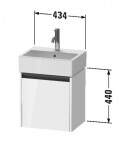 DURAVIT - Ketho.2 Umyvadlová skříňka 44x43x34 cm, 1 dvířka, panty vlevo, grafit mat K25070L49490000
