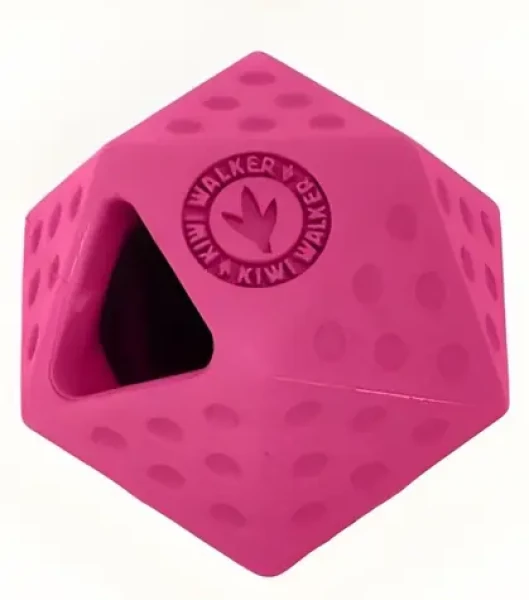 KIWI WALKER Gumová hračka ICOSABALL MAXI růžová / Hračka pro psy / otvor na pamlsky / 9 cm (RUB-256)